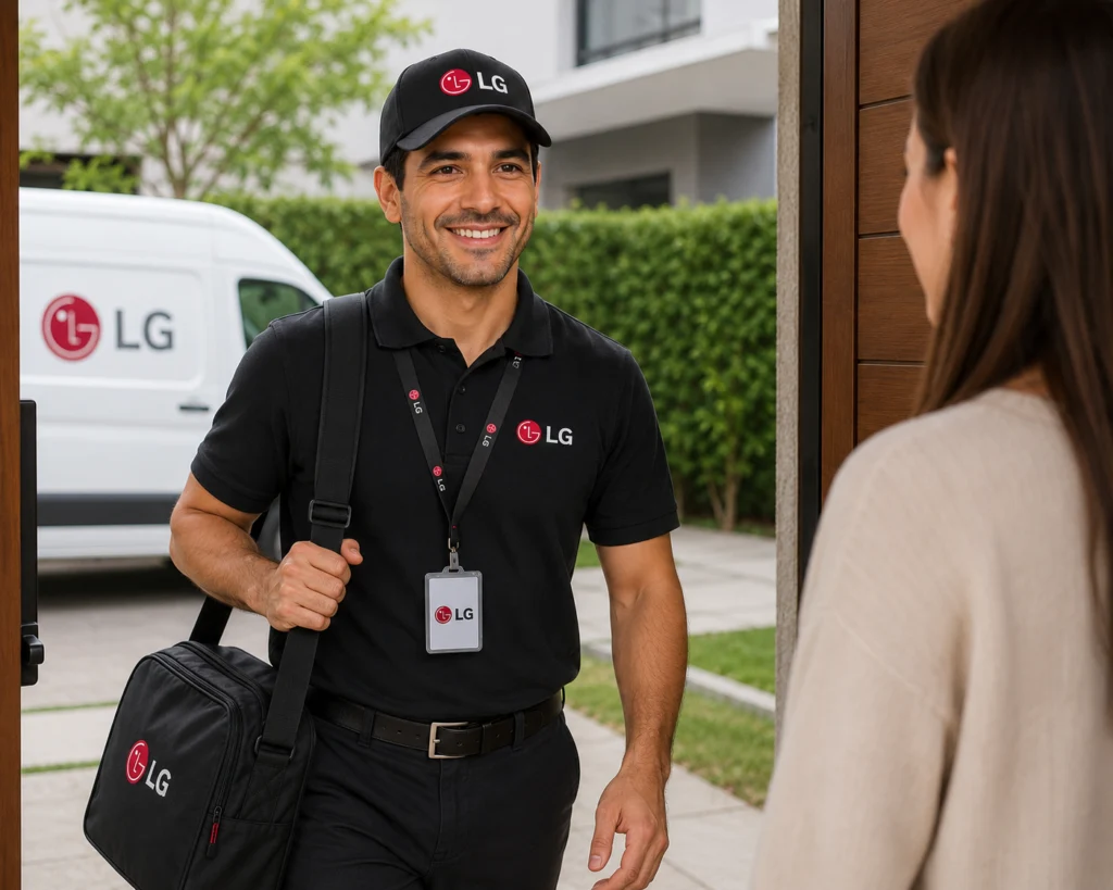 Técnico autorizado LG llegando a un domicilio en Cali