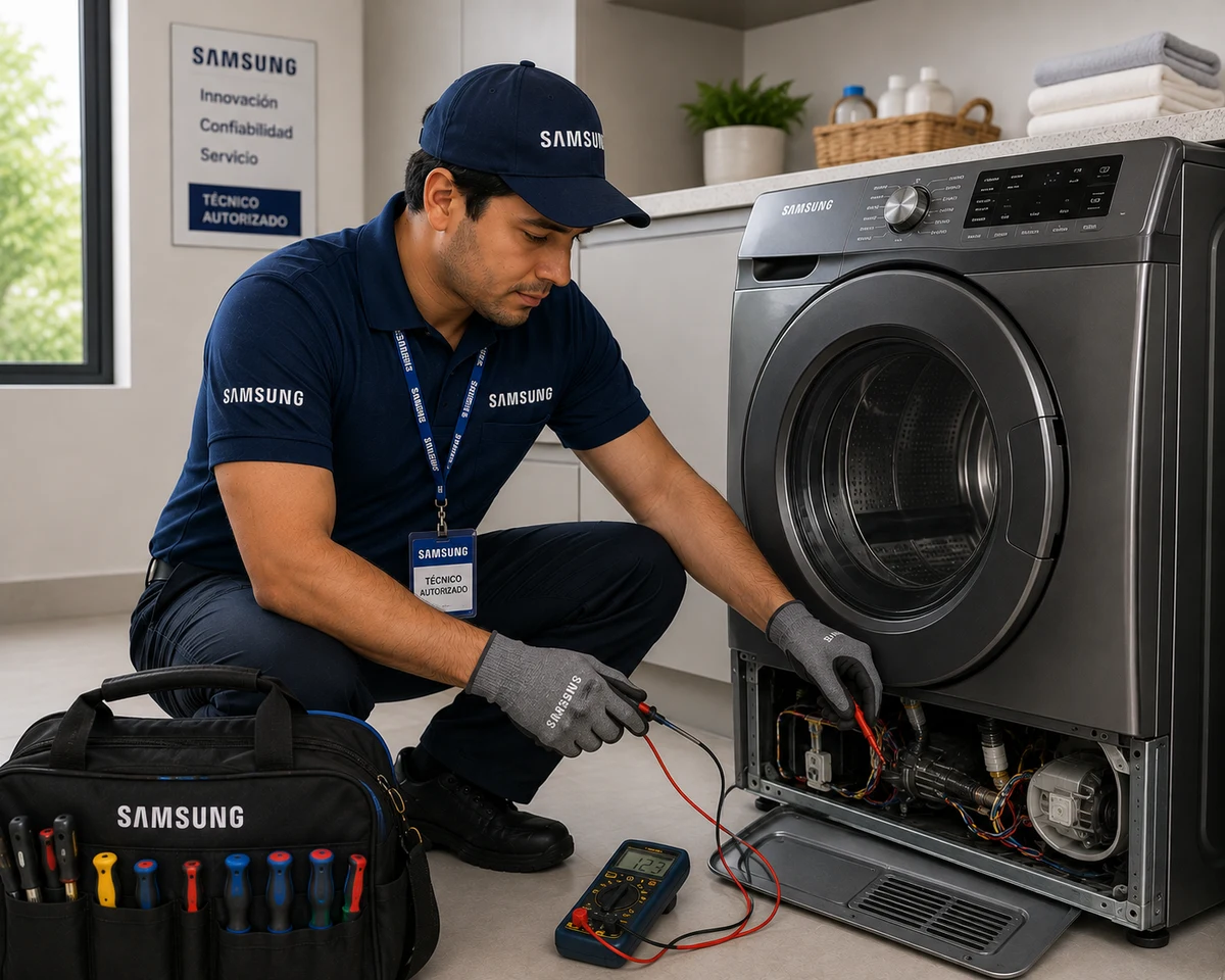 Técnico Samsung atendiendo secadoras Samsung en Cali