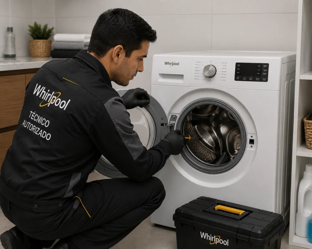Técnico Whirlpool atendiendo lavadoras Whirlpool en Cali